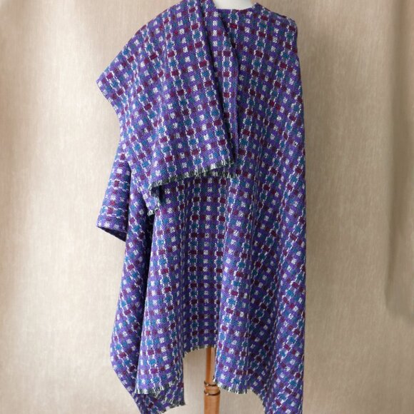 Purple & Burgundy Italian Wool Cape Coat - Picture 8 of 10